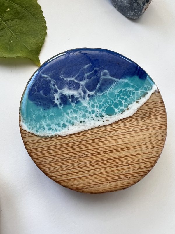 Ocean inspired resin and wood fridge magnet bottle opener. - Image 4