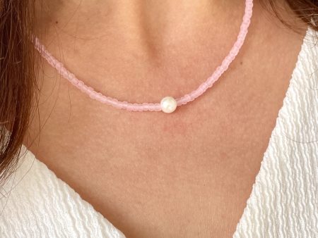 Pink Beaded Pearl Necklace