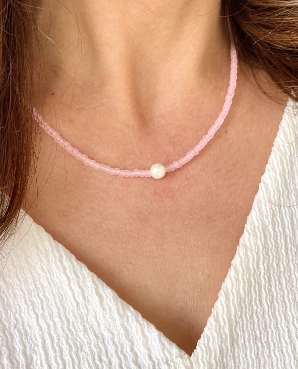Pink Beaded Pearl Necklace