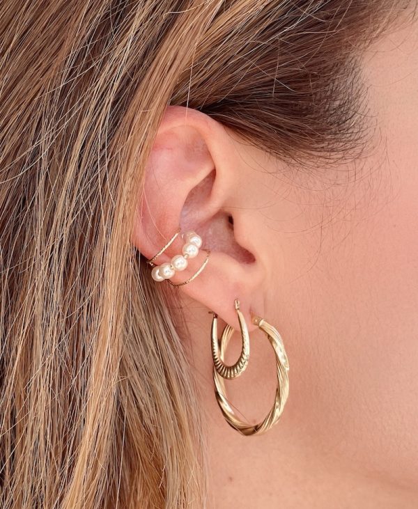 gold pearl earring cuff