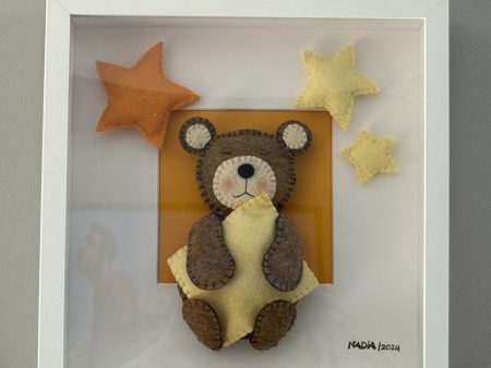 Adorable Felt Sleepy Teddy Framed Wall Decor