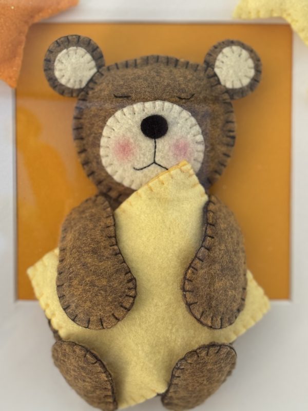 Adorable Felt Sleepy Teddy Framed Wall Decor