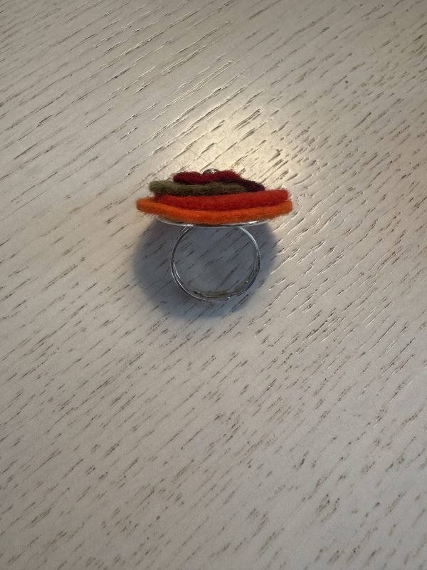 Bright Adjustable Felt Ring - Orange