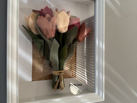 Framed Felt Tulip Bouquet -Pink