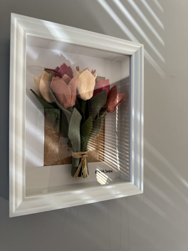 Framed Felt Tulip Bouquet -Pink