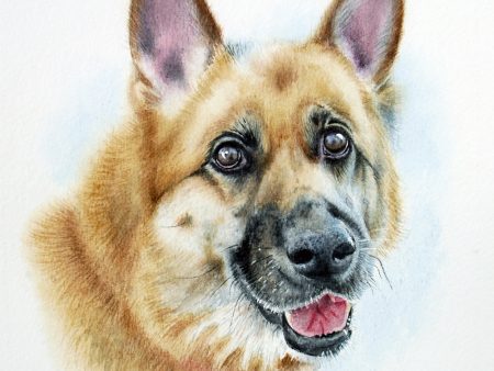 Treasured custom hand painted watercolour pet portrait