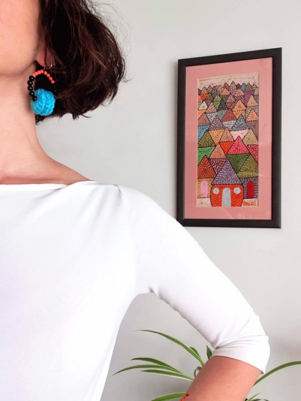 the "Disco girl" earrings // women's charm crocheted earrings - in use