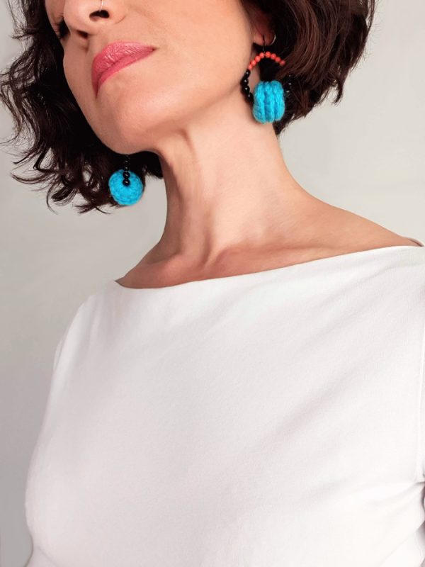 the "Disco girl" earrings // women's charm crocheted earrings - in use both