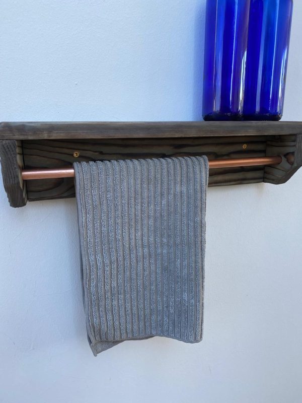 Kitchen Towel Holder With Shelf- Solid Wood - Image 3