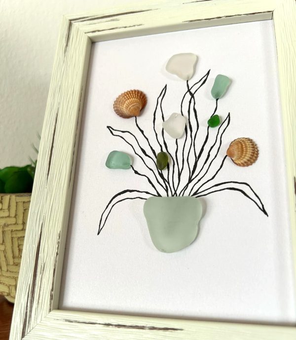 Seaglass and Seashell Framed Art