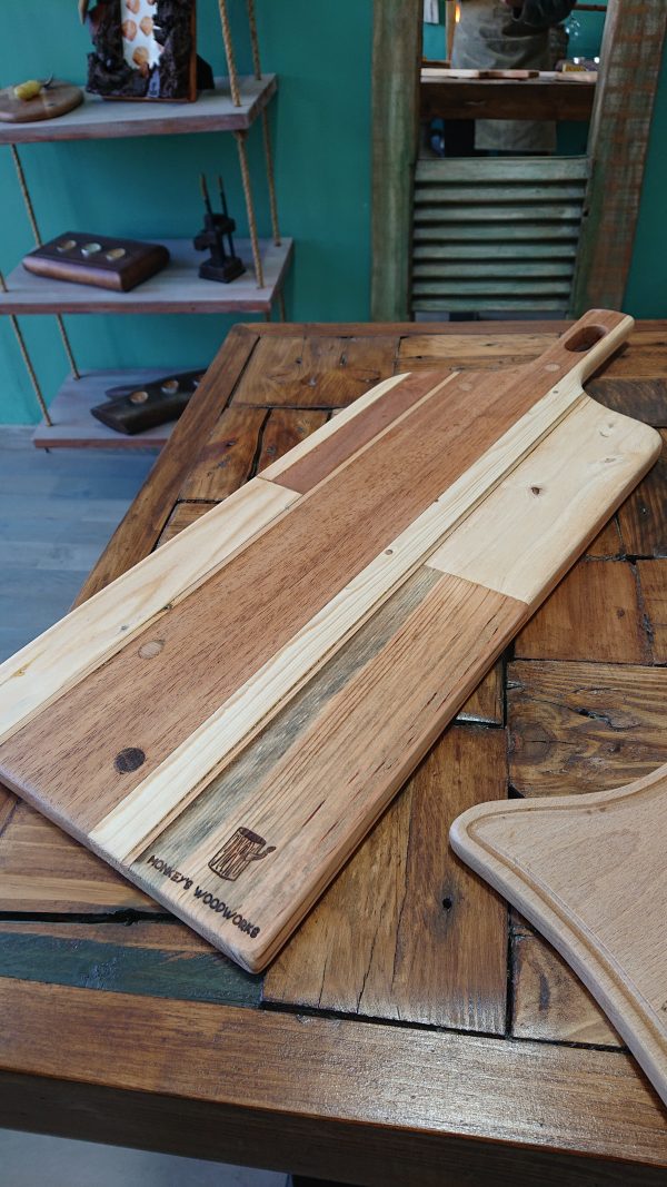 Unique multi-wood serving board