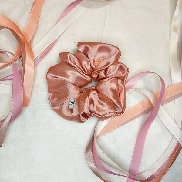 Gold rose satin scrunchie