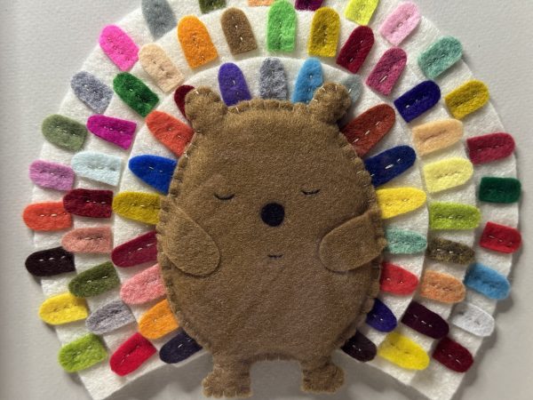 Cheerful Framed Felt Hedgehog - 1 available