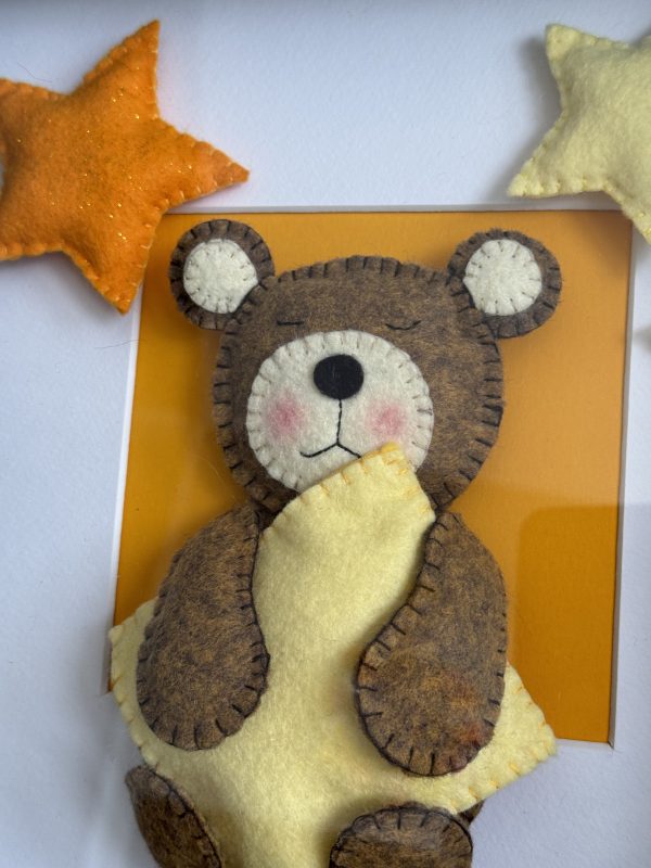 Adorable Felt Sleepy Teddy Framed Wall Decor