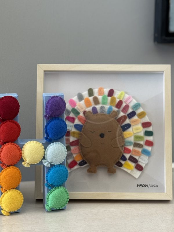 Cheerful Framed Felt Hedgehog - 1 available