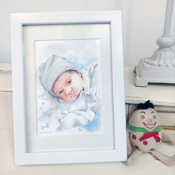 Custom handpainted baby watercolour painting