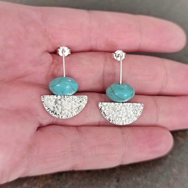 silver earrings with turquoise howlite stone