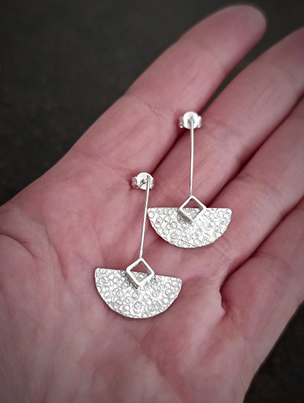 silver geometric earrings