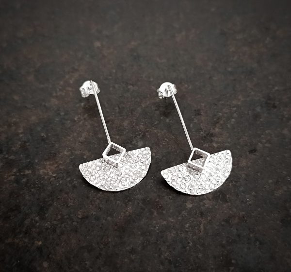 silver geometric earrings