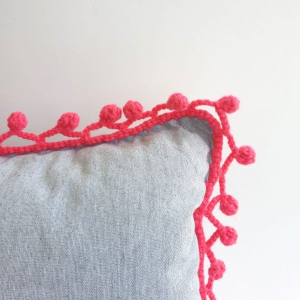 the "Silly Princess" cushion // grey & fuchsia decorative cushion - detail