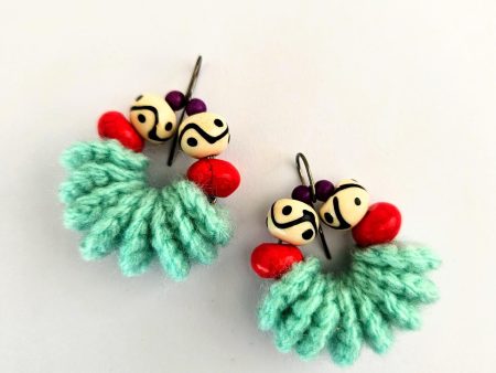 the "Playmates" earrings // vibrant yarn & bead women's Earrings - both