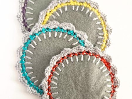 the "Let me be a kid" coasters // multicoloured handcrafted crochet coasters set of 4 - whole set 1