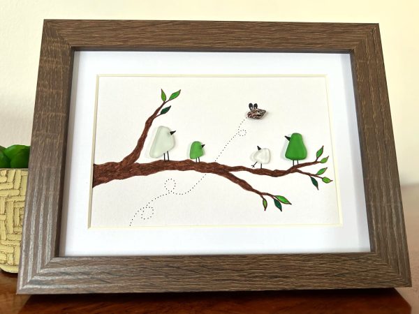 Seaglass Birds on a Tree