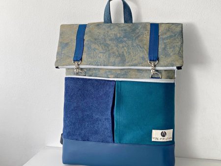 Backpack Blue with Large Pocket front