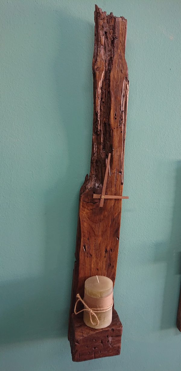 Natural, driftwood wall clock with shelf - Image 9