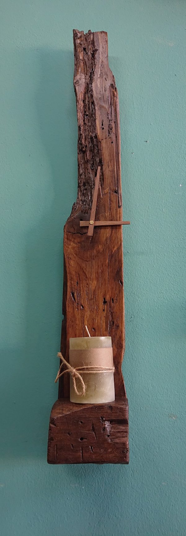 Natural, driftwood wall clock with shelf - Image 11