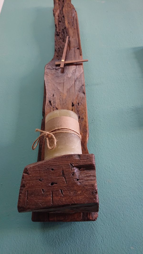 Natural, driftwood wall clock with shelf - Image 3