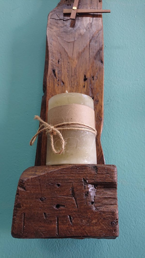 Natural, driftwood wall clock with shelf - Image 4