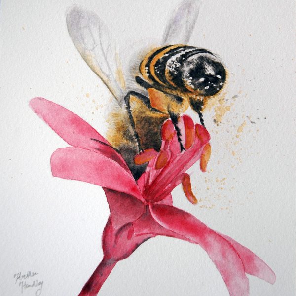 Honeybee and Flower Painting - Image 2