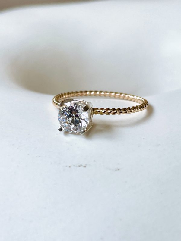 Gold-Filled Twist Band Ring Cubic Zirconia – Dainty Engagement or Travel Ring - M (US size 6.5 - EU size 52) - Image 4