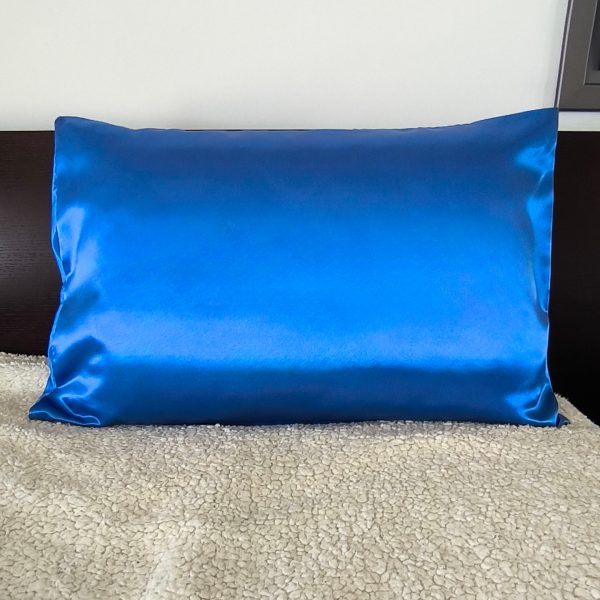 satin pillowcase blue