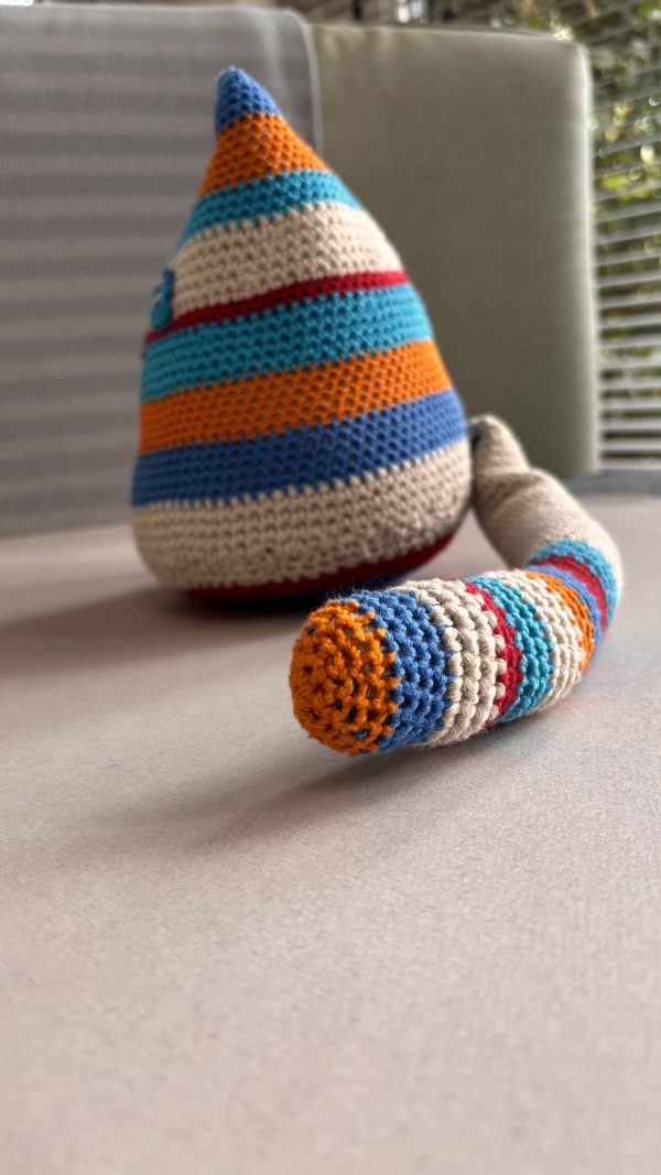 Fifi Kitty-Cat Door Stopper – Colorful Crochet Striped Home Decor & Practical Door Holder - Image 6