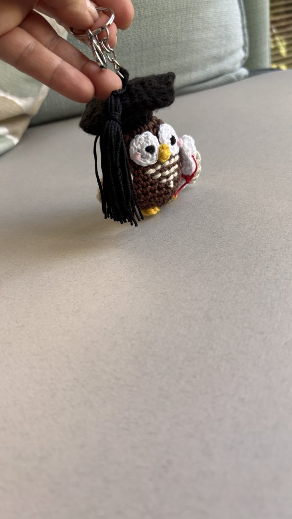 Sage – Handmade Crochet Mini Owl Graduation Keyring | The number 1 Graduation Gift! - Image 5