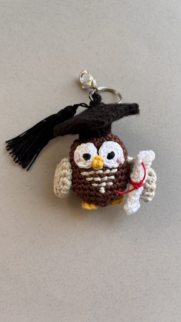 Sage – Handmade Crochet Mini Owl Graduation Keyring | The number 1 Graduation Gift! - Image 4