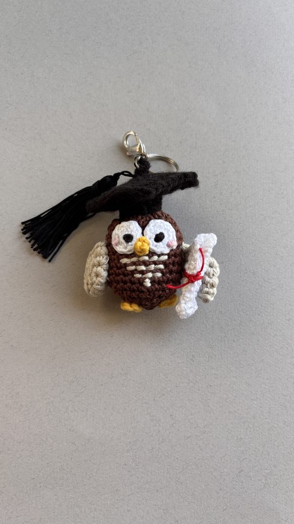 Sage – Handmade Crochet Mini Owl Graduation Keyring | The number 1 Graduation Gift! - Image 3