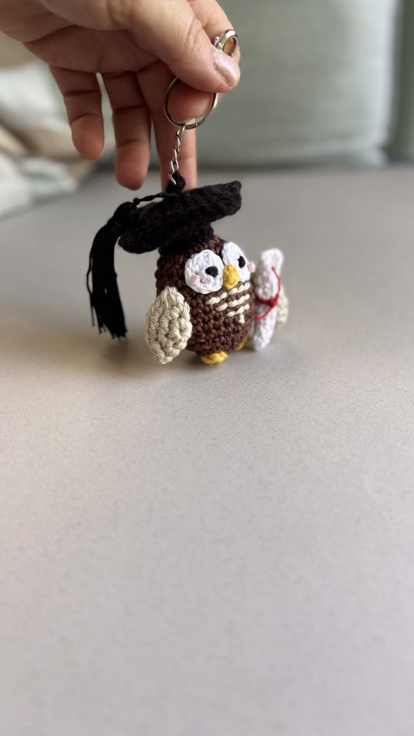 Sage – Handmade Crochet Mini Owl Graduation Keyring | The number 1 Graduation Gift! - Image 2