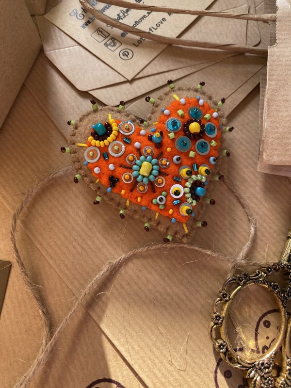Adorable handmade orange heart magnet - Image 3