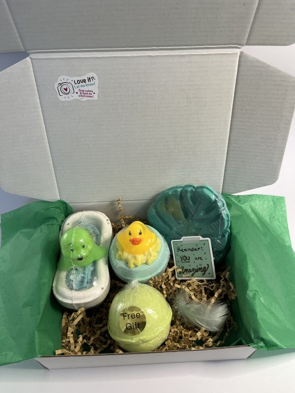 Box with bath bombs