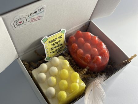 Box with two natural massage soap