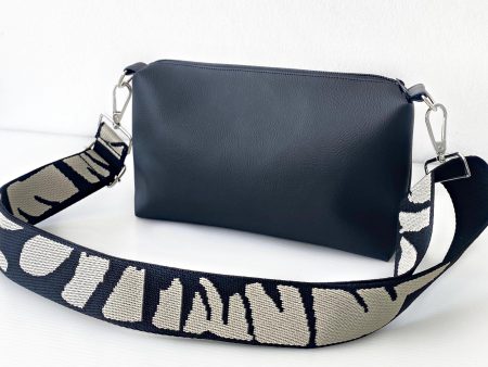 black messenger faux leather front view