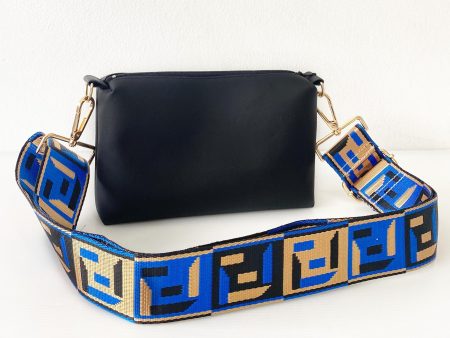 black faux leather messenger bag front view