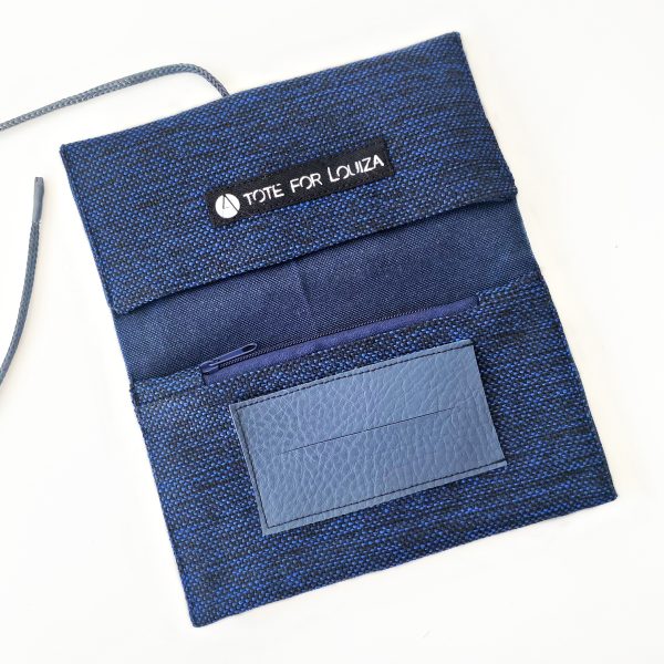 blue tobacco pouch inside