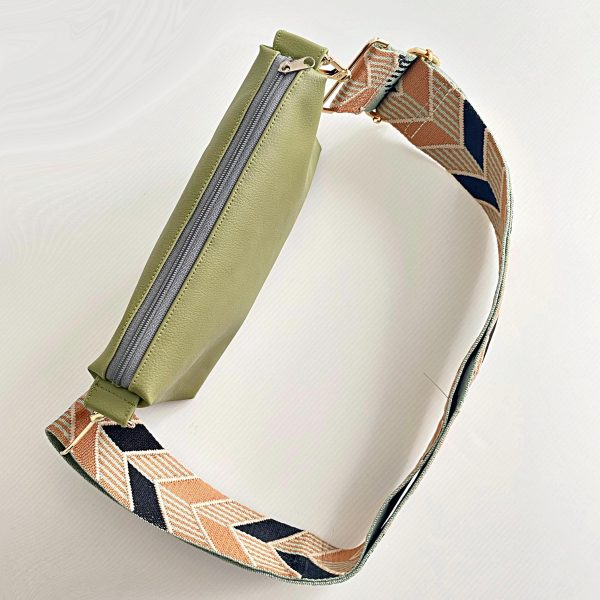 Green Messenger Bag With Chevrons Strap top