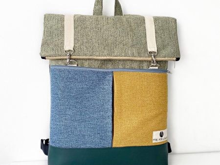 green with blue and mustard front
