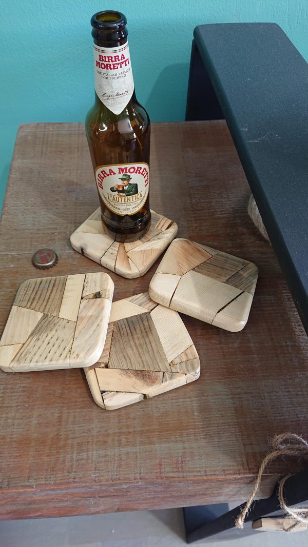 Set of 4 Handmade high-quality wood coasters