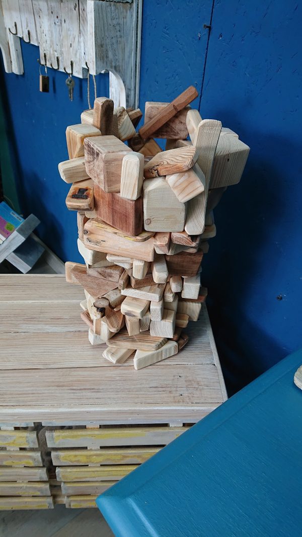 Unique, stacked, multi-wood table lamp - Image 16